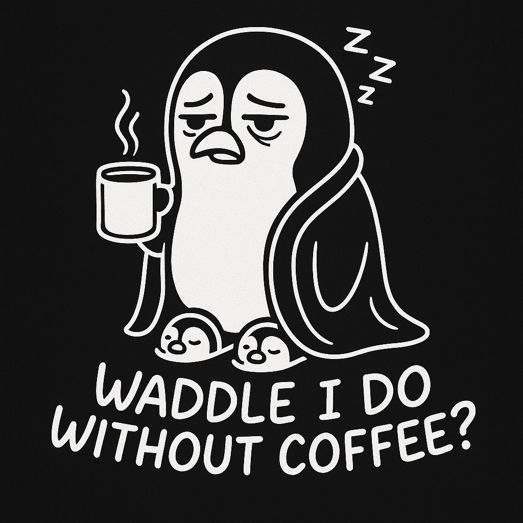 Penguin T-Shirt - 'Waddle I Do Without Coffee?' Softstyle Tee