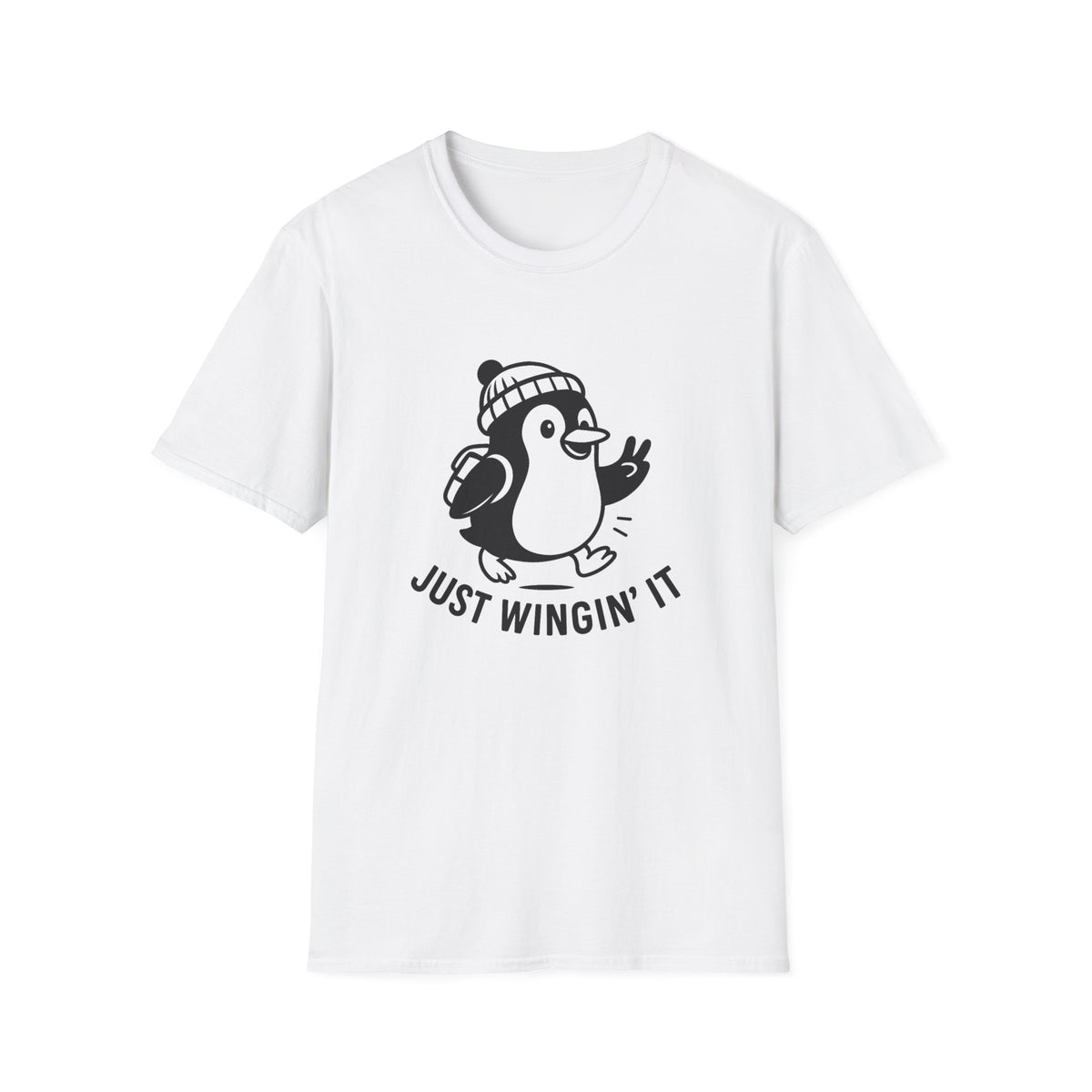 Penguin T-Shirt - 'Just Wingin' It' Softstyle Tee
