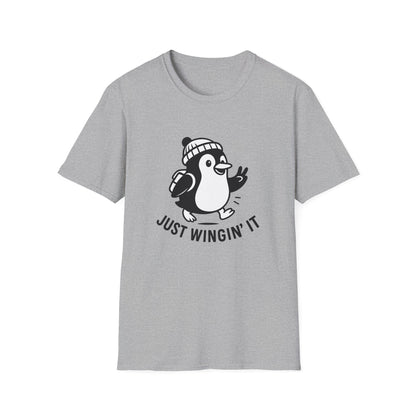 Penguin T-Shirt - 'Just Wingin' It' Softstyle Tee