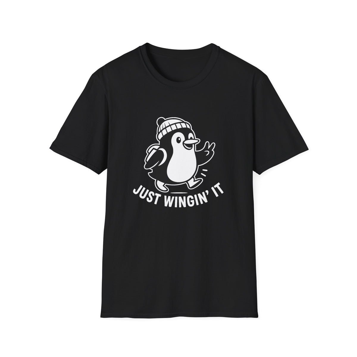 Penguin T-Shirt - 'Just Wingin' It' Softstyle Tee