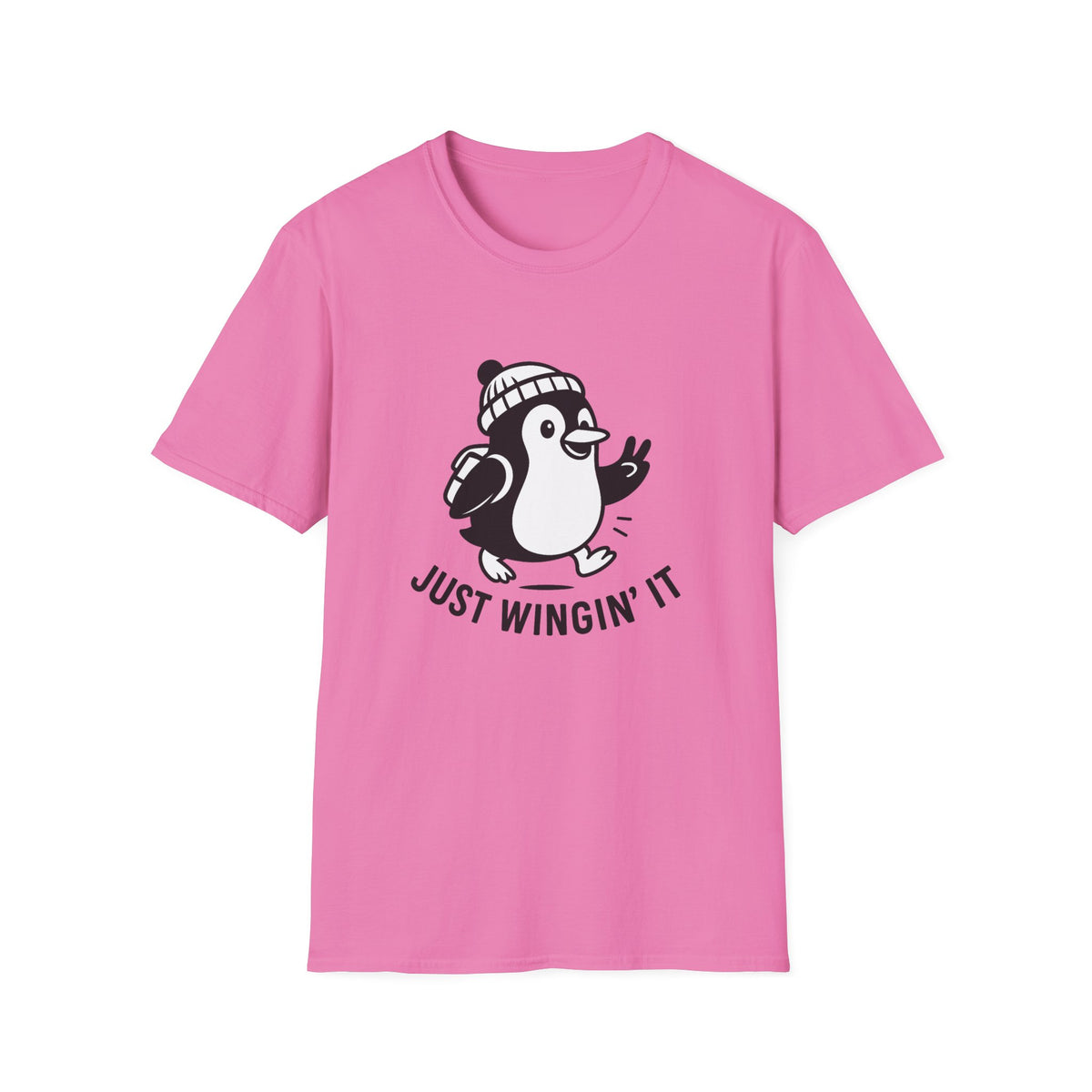 Penguin T-Shirt - 'Just Wingin' It' Softstyle Tee